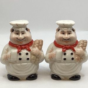 Salt & Pepper Shakers Chef Ceramic New 2.75"